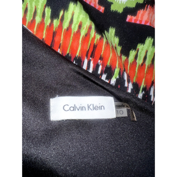 Calvin Klein Women's Size 10 Colorful Print Sleeveless Drape Neck Sheath Dress - Picture 6 of 6
